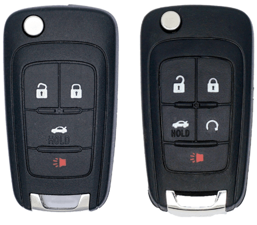 two flip keys fobs Chevrolet GM with 5 buttons close open trunk panic and automotive automatic start