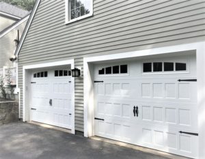 two white garage door
