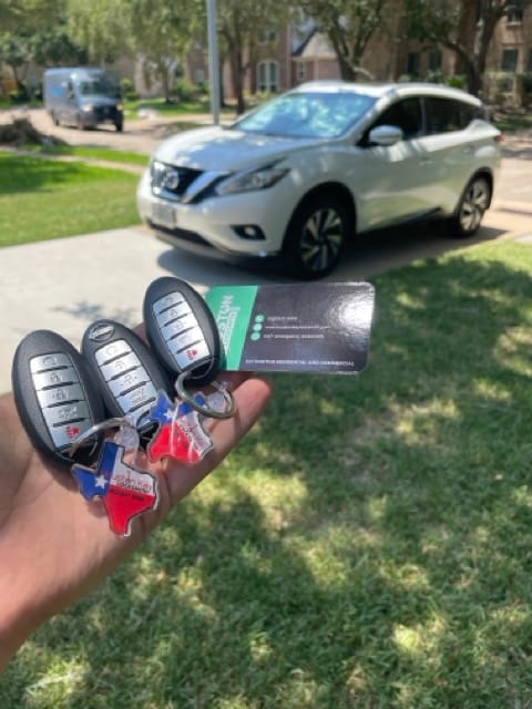 Nissan Pathfinder key replacement and programming service provided by a locksmith in Houston.
