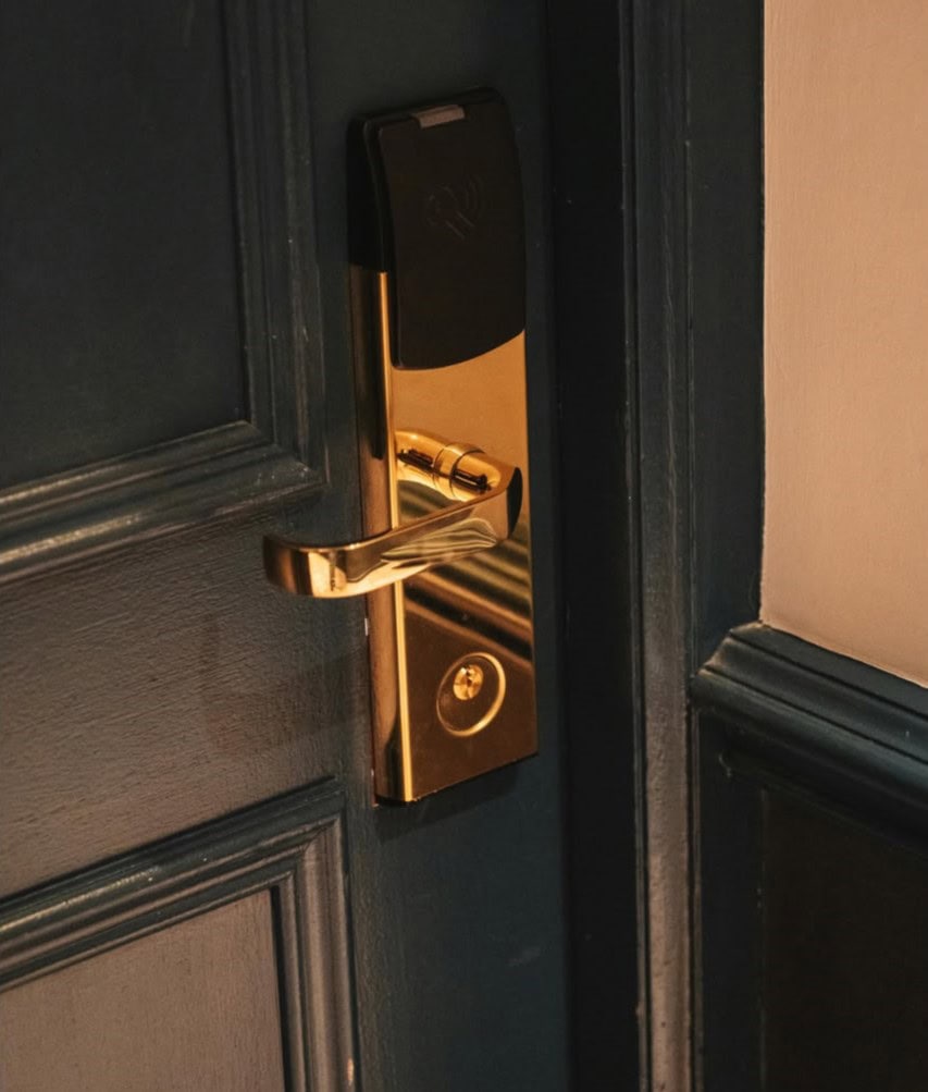 Residential door lock that homeowners can change to improve home security after moving into a new home